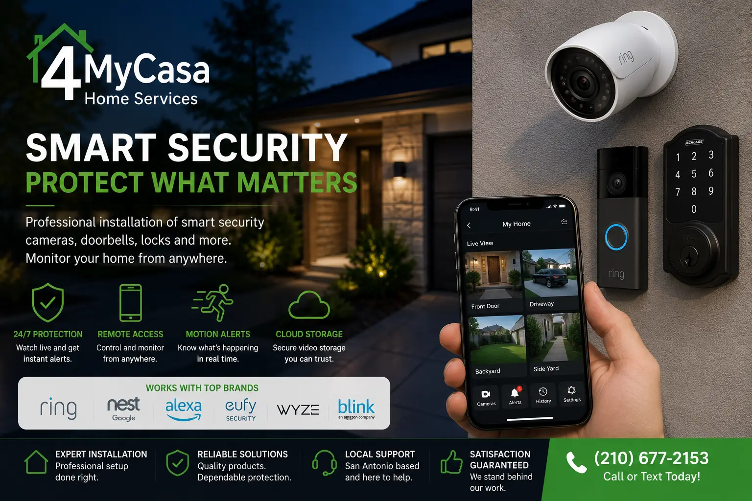 Smart security camera and smart doorbell installation in San Antonio by 4MyCasa
