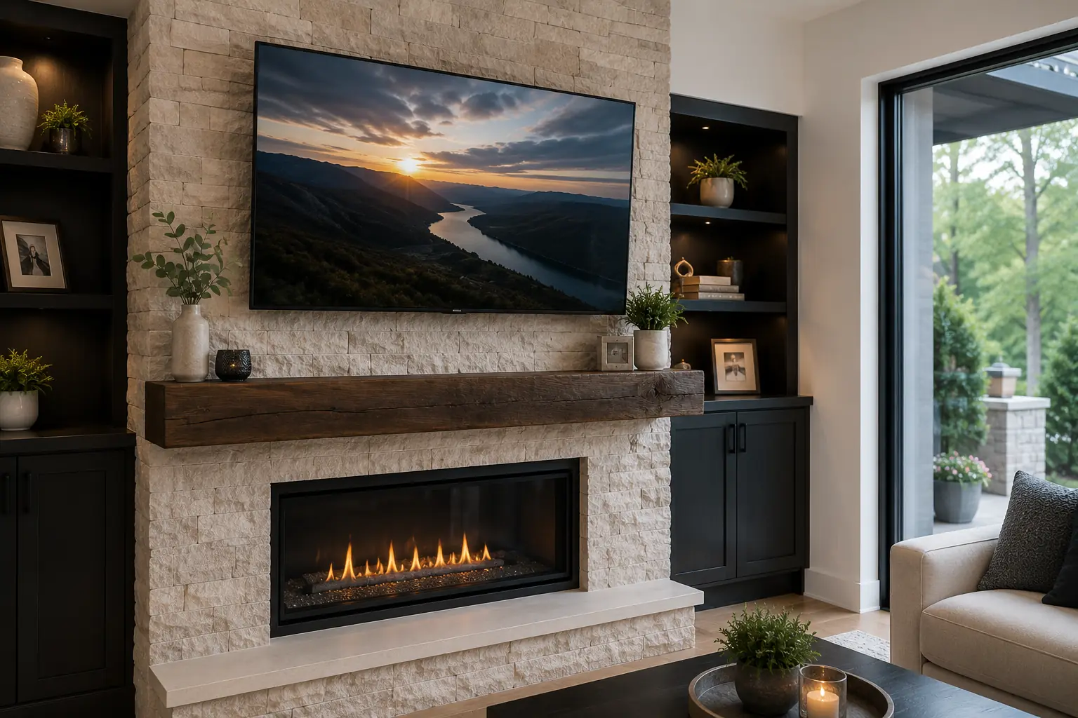 Fireplace TV mounting installation in San Antonio by 4MyCasa
